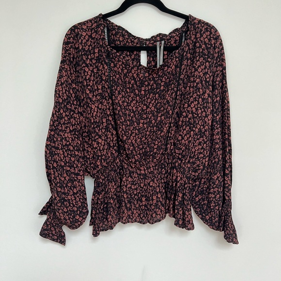 Anthropologie (S) Nichola Peplum Blouse Romantic Black Pink Floral Boho Fairy - Picture 4 of 11